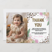 ワイルド・ワン レパード 誕生日 フォト ありがとう カード (正面)