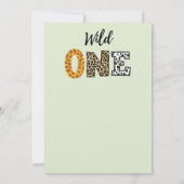 ワイルド・ワン 動物の形の文字 緑豊かに 1歳の誕生日 招待状 (裏面)