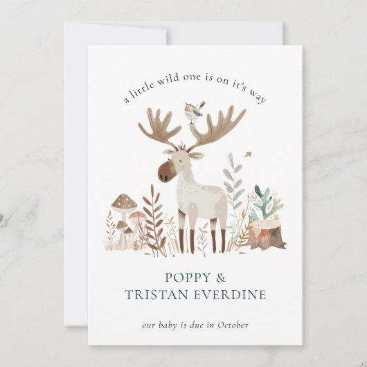 ワイルド・ワン 森の動物 妊娠 招待状 (正面)