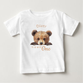 ワイルド・ワン 水彩 かわいい 赤ちゃんクマ オーダーメイド ベビーTシャツ