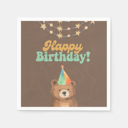 ワイルド・ワン:活気ある1歳の誕生日に参加 スタンダードカクテルナプキン (正面)