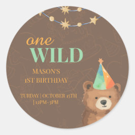 ワイルド・ワン：活気ある1歳の誕生日に参加 ラウンドシール