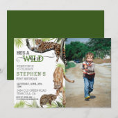 ワイルド・ワン 猫 ヒョウ クーガー 写真 誕生日 招待状 (正面/裏面)