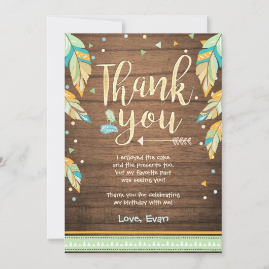 ワイルド・ワン 誕生日感謝カード 青緑 男の子 招待状 (正面)