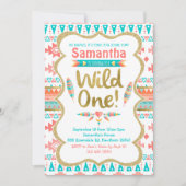 ワイルド·ワン·誕生日、少女1歳の誕生日、部族 招待状 (正面)