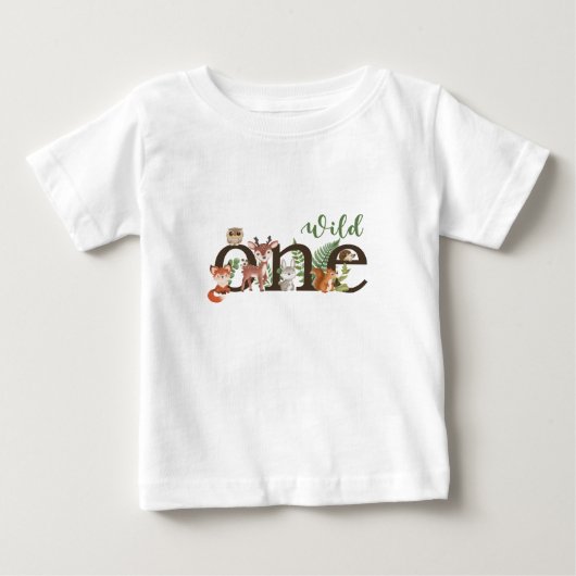 ワイルド・ワン 誕生日 1歳 森の動物 Tシャツ (正面)