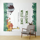 ワイルド・ワン 1歳誕生日パーティー ジャングル写真 背景 タペストリー (インサイチュ(横))