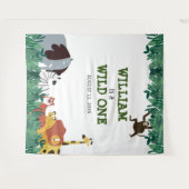 ワイルド・ワン 1歳誕生日パーティー ジャングル写真 背景 タペストリー (正面(横))