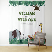 ワイルド・ワン 1歳誕生日パーティー ジャングル写真 背景 タペストリー (インサイチュ)