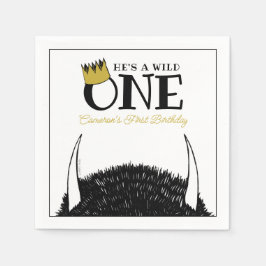 ワイルド・ワン – 1st Birthday金ゴールド・クラウン スタンダードカクテルナプキン