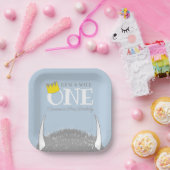 ワイルド・ワン – 1st Birthday Crown Blue ペーパープレート (パーティー)