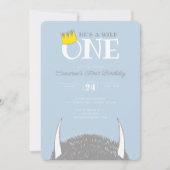 ワイルド・ワン – 1st Birthday Crown Blue 招待状 (正面)