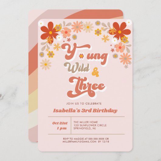 ワイルド&三レトロ3歳 招待状 (正面/裏面)