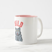 ワイルド…猫の多くの気分を探る ツートーンマグカップ (正面右)