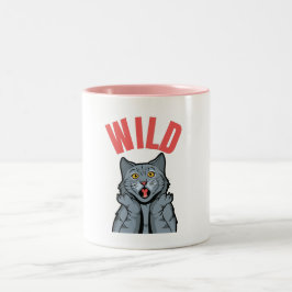 ワイルド…猫の多くの気分を探る ツートーンマグカップ