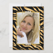 ワイルド&素晴らしい金ゴールドブラックゼブラフォト誕生日 招待状 (裏面)