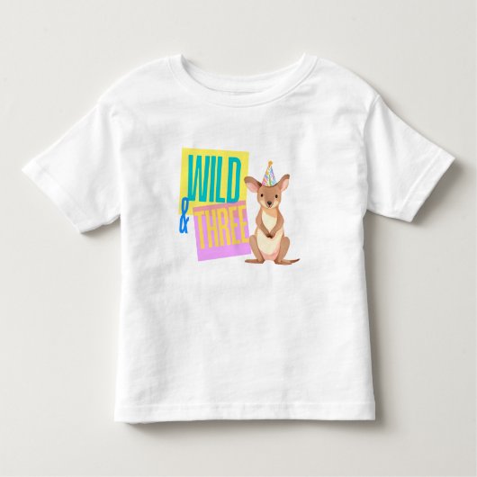 ワイルド&3歳の誕生日カンガルーTシャツ トドラーTシャツ (正面)