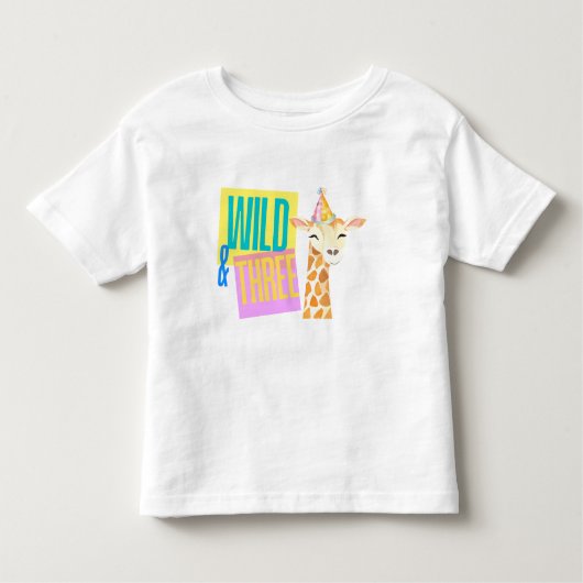 ワイルド&3歳の誕生日キリンTシャツ トドラーTシャツ (正面)