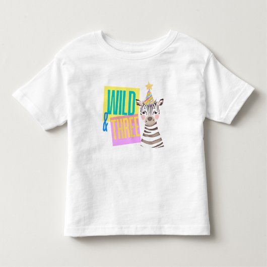 ワイルド&3歳の誕生日ゼブラTシャツ トドラーTシャツ (正面)
