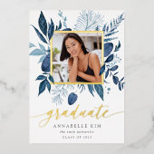 ワイルドAzureフォイル写真卒業のお知らせ 箔招待状 (正面)