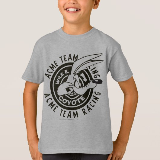 ワイル・E・コヨーテ アークメ チーム レーシング モノクロ Tシャツ (正面)