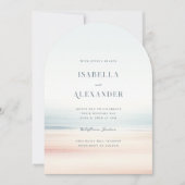 ワイレアウォーターカラーミニマリストエレガントビーチ結婚式 招待状 (正面)