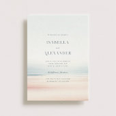 ワイレアウォーターカラーミニマリストエレガントビーチ結婚式 招待状