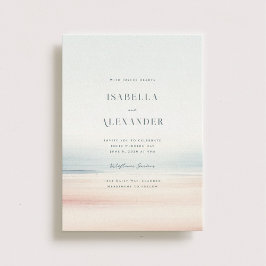 ワイレアウォーターカラーミニマリストエレガントビーチ結婚式 招待状