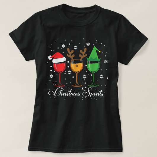 ワインおもしろいのクリスマススピリッツのクリスマス穴 Tシャツ (デザイン正面)