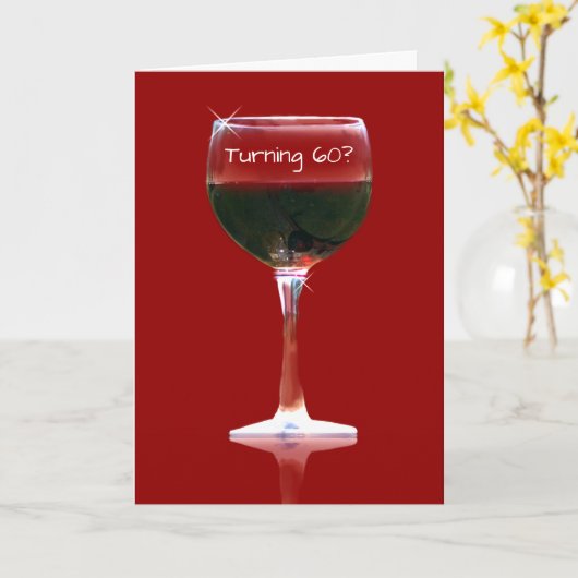 ワインおもしろいをテーマにしたターニング60誕生日カード カード (黄色い花)