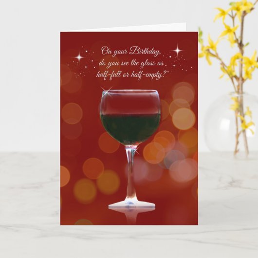 ワインおもしろいをテーマにした誕生日カード カード (黄色い花)