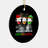 ワインおもしろいクリスマスのクリスマス・スピリッツ・グラス セラミックオーナメント (右)