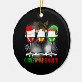 ワインおもしろいクリスマスのクリスマス・スピリッツ・グラス セラミックオーナメント (左)