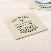 ワインおもしろいドリンカー引用文 スクエアペーパーコースター (アングル)