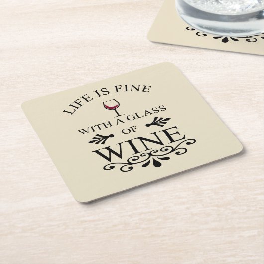 ワインおもしろいドリンカー引用文 スクエアペーパーコースター (アングル)