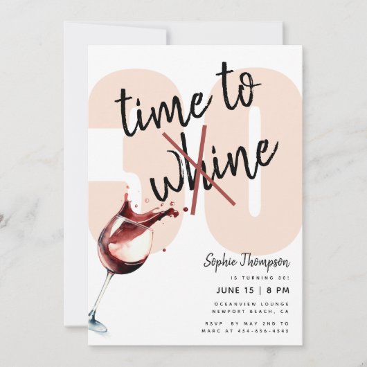 ワインおもしろいワインの30歳のユーモアのある誕生日 招待状 (正面)