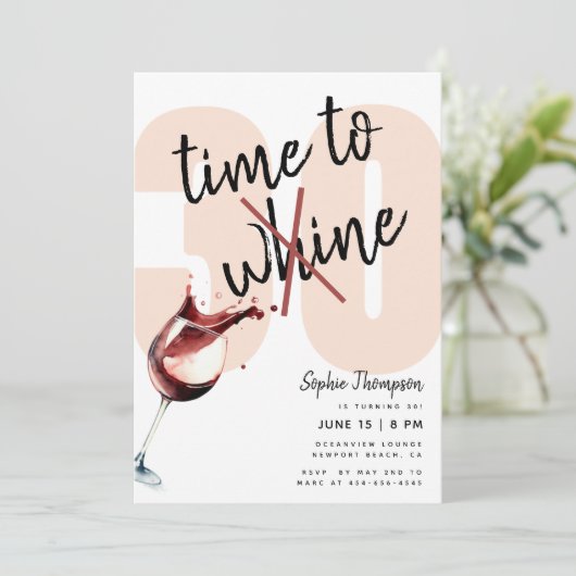 ワインおもしろいワインの30歳のユーモアのある誕生日 招待状 (スタンド正面)
