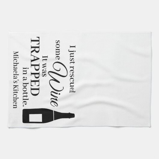 ワインおもしろい引用文ユーモアかわいい キッチンタオル (横)