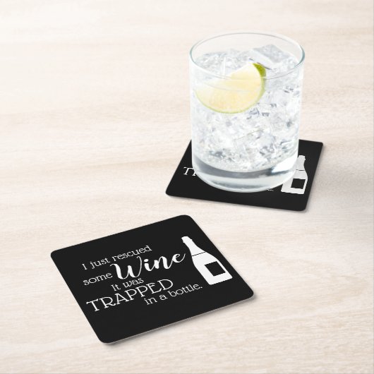 ワインおもしろい引用文ユーモアかわいい スクエアペーパーコースター (インサイチュ)