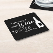 ワインおもしろい引用文ユーモアかわいい スクエアペーパーコースター (アングル)