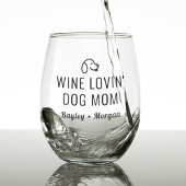 ワインおもしろい愛犬の母の名パーソナライズされた前 ステムなしワイングラス