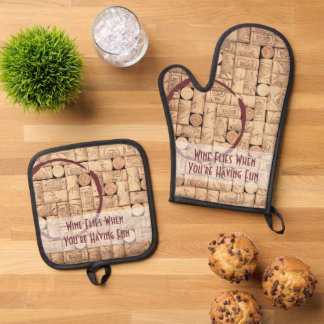ワインおもしろい 鍋つかみ&鍋敷きセット