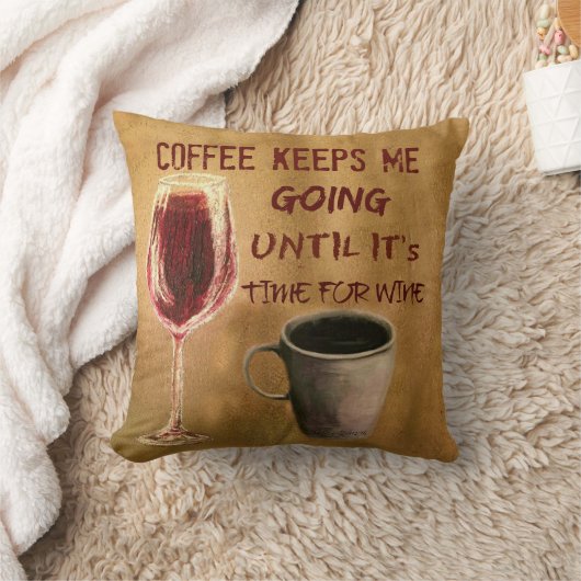 ワインおよびコーヒーは私を行く装飾用クッション保ちます クッション (ブランケット)