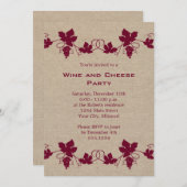 ワインおよびチーズパーティの招待状 招待状 (正面/裏面)