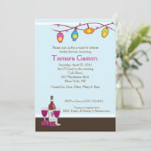 ワインおよびチーズ5x7ブライダルシャワーの招待 招待状 (スタンド正面)