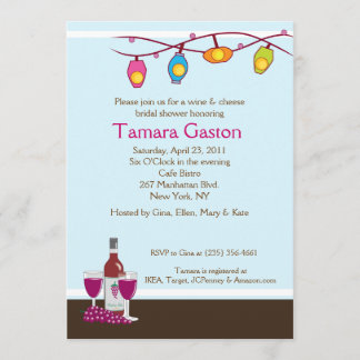 ワインおよびチーズ5x7ブライダルシャワーの招待 招待状
