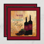 ワインおよびフォンデュのパーティー 招待状 (正面/裏面)