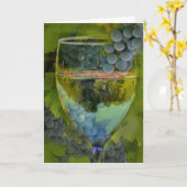 ワインおよびブドウの応援のハッピーバースデー カード (黄色い花)