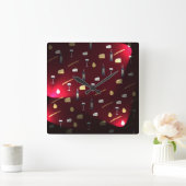 ワインおよび食糧クランベリーライト スクエア壁時計 (ホーム)