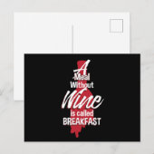 ワインがなければ食事は朝食と呼ばれる - 面白いワイン ポストカード (正面/裏面)